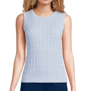 Lands' End Fine Gauge Cotton Cable Tank Sweater
